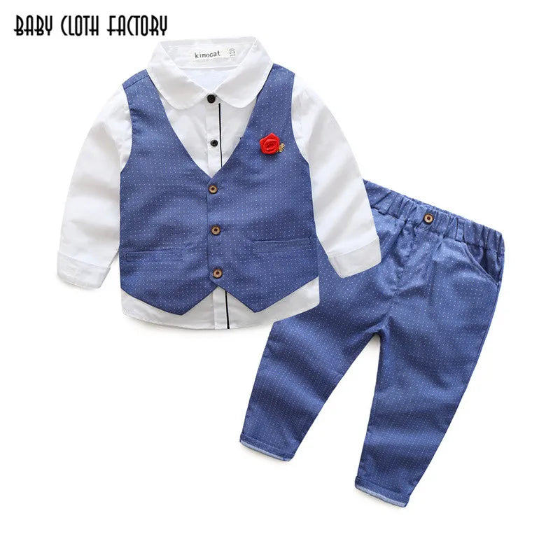 2017 Spring Autumn Children Clothing Sets Kids Clothes Suits Boys Gentleman Fashion Wedding Formal Clothes Sets Vest Shirt Pant