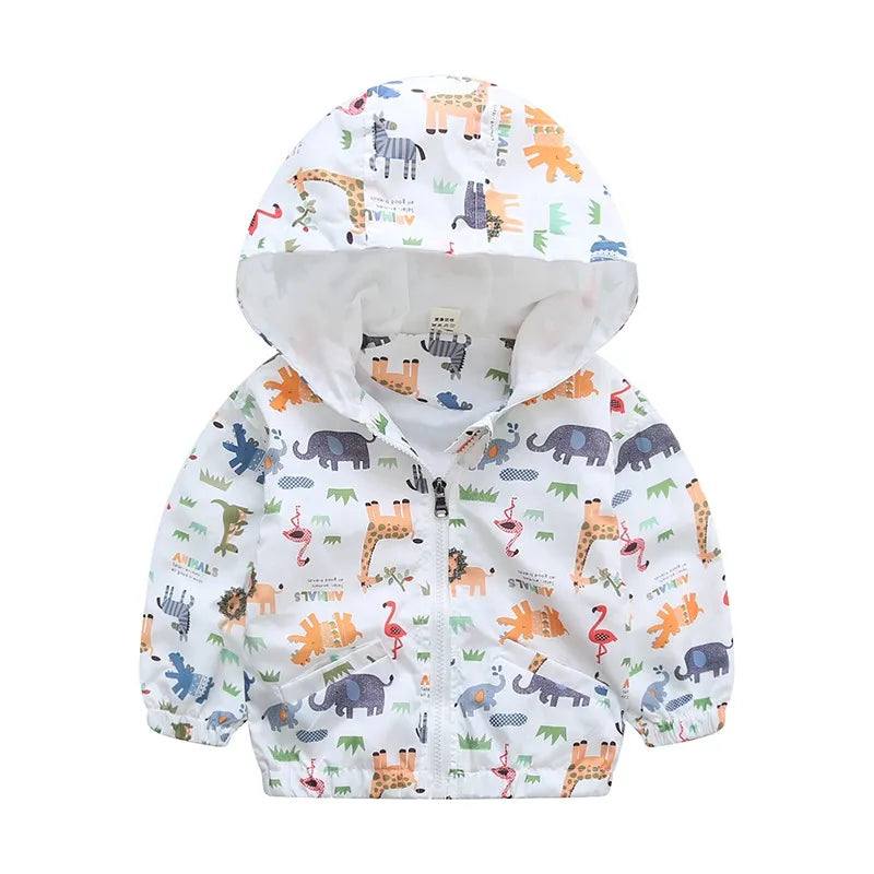 80-120cm Cute Dinosaur Spring Children Coat Autumn Kids Jacket Boys Outerwear Coats Active Boy Windbreaker Baby Clothes Clothing