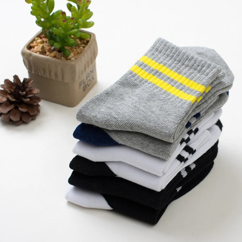 5 pairs / lot Children Socks Spring & Autumn Stripe High Quality Cotton Brand student Kids Socks 4-12 Year Baby Boys Socks