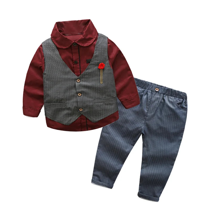 2017 Spring Autumn Children Clothing Sets Kids Clothes Suits Boys Gentleman Fashion Wedding Formal Clothes Sets Vest Shirt Pant