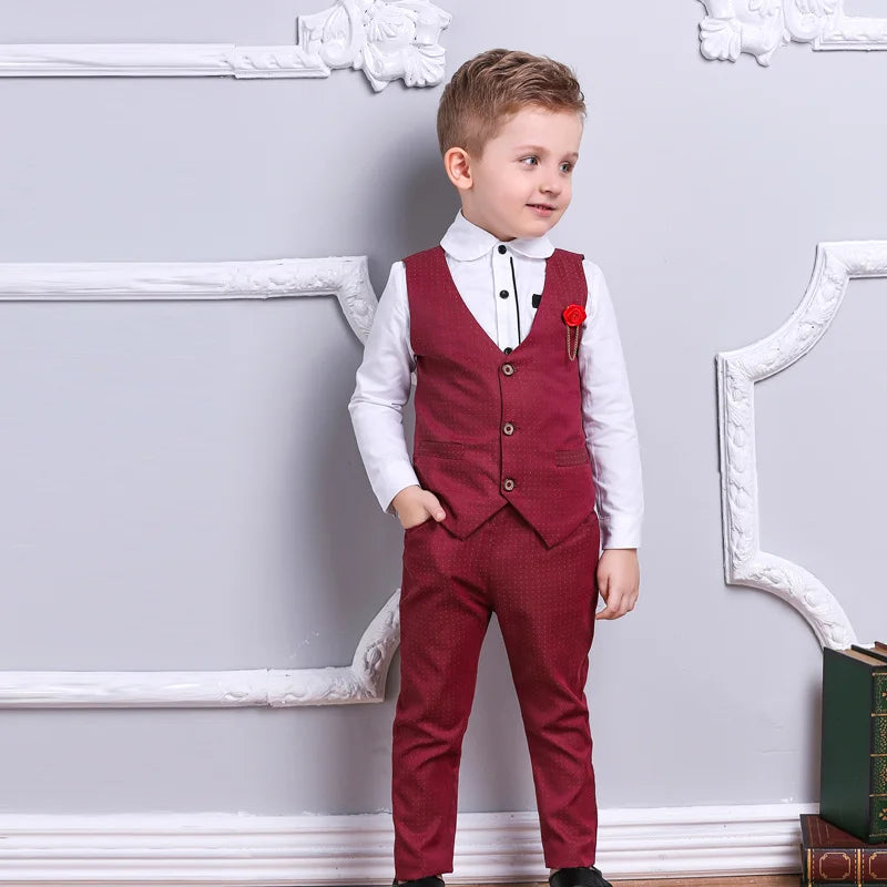 2017 Spring Autumn Children Clothing Sets Kids Clothes Suits Boys Gentleman Fashion Wedding Formal Clothes Sets Vest Shirt Pant