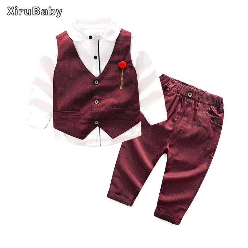 2017 Spring Autumn Children Clothing Sets Kids Clothes Suits Boys Gentleman Fashion Wedding Formal Clothes Sets Vest Shirt Pant