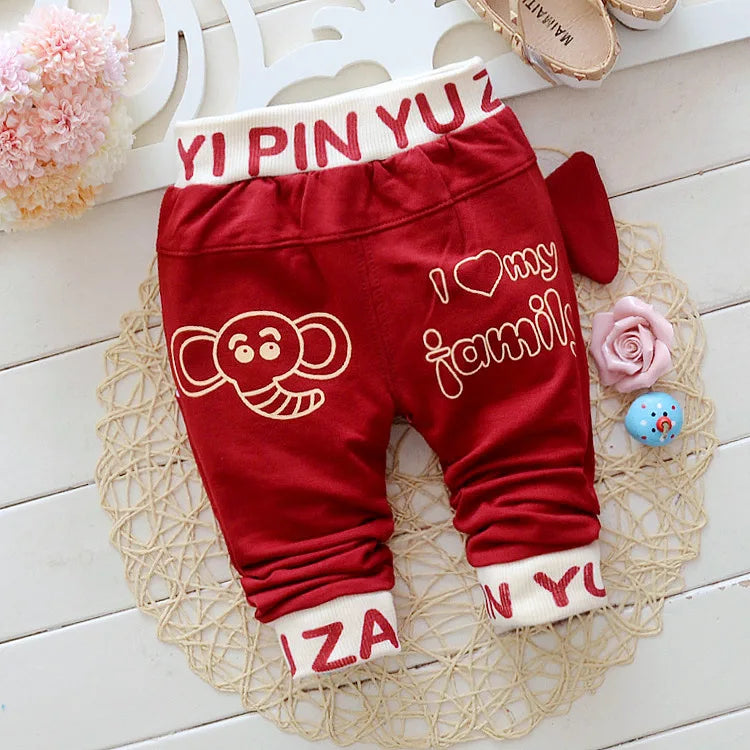 2021 New Spring Autumn Baby Pants Cotton Elephant Style Baby Boy Pants 0-2 Year Kids Pants Casual Pants For Girls