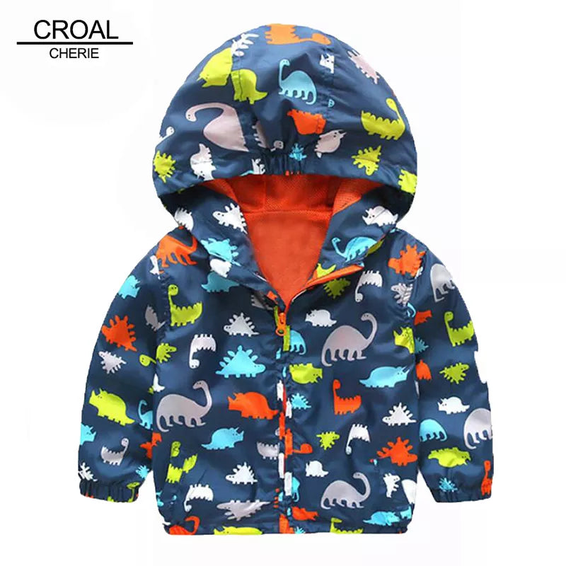 80-120cm Cute Dinosaur Spring Children Coat Autumn Kids Jacket Boys Outerwear Coats Active Boy Windbreaker Baby Clothes Clothing