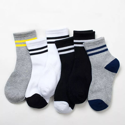 5 pairs / lot Children Socks Spring & Autumn Stripe High Quality Cotton Brand student Kids Socks 4-12 Year Baby Boys Socks