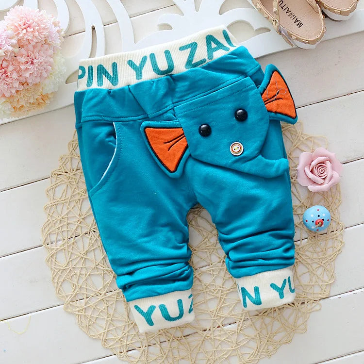 2021 New Spring Autumn Baby Pants Cotton Elephant Style Baby Boy Pants 0-2 Year Kids Pants Casual Pants For Girls