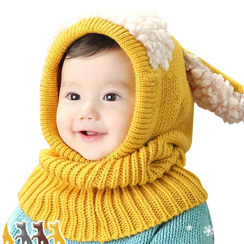 Baby Hat With Scarf Toddler Winter Beanie Warm Hat Hooded Scarf Earflap Knitted Cap Cute Cartoon Kids Hat Scarf Set