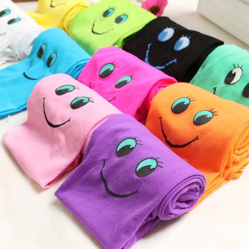 2016 Autumn velvet Lovely smiley face High elasticity Good quality Kids tights for girls children tights 3-7 year girls tights