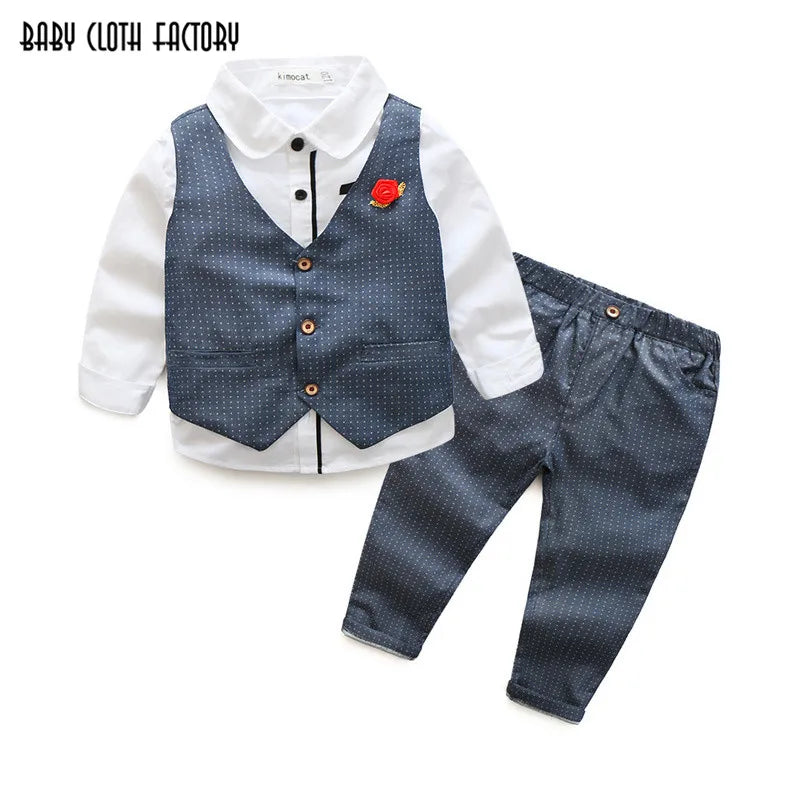 2017 Spring Autumn Children Clothing Sets Kids Clothes Suits Boys Gentleman Fashion Wedding Formal Clothes Sets Vest Shirt Pant