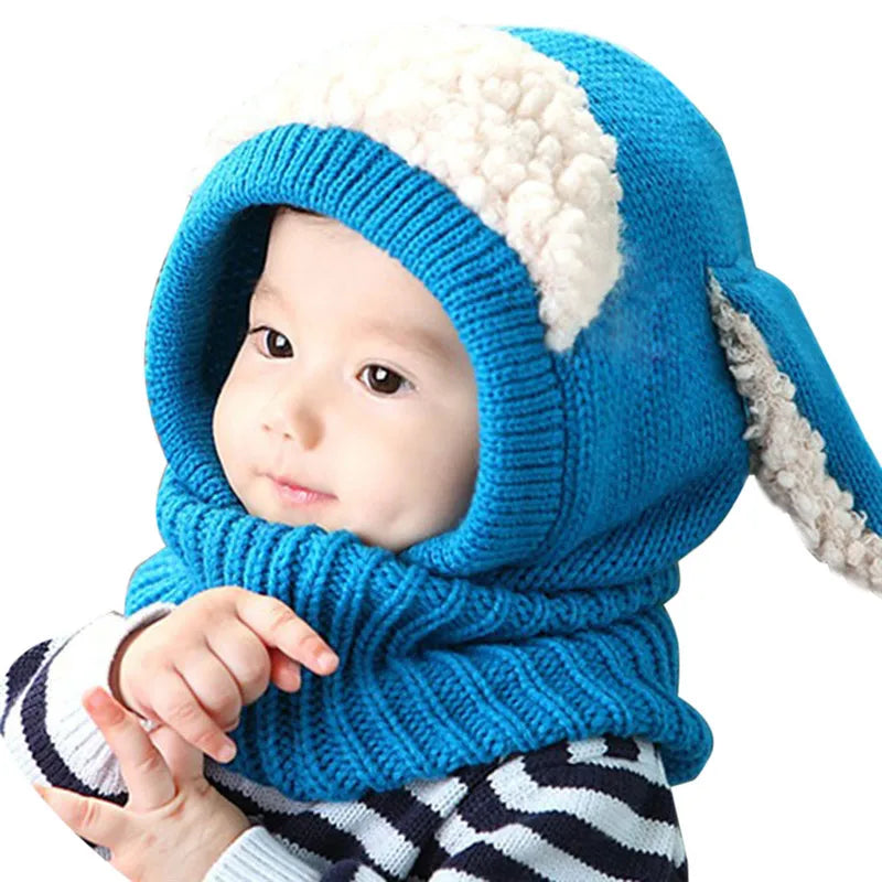 Baby Hat With Scarf Toddler Winter Beanie Warm Hat Hooded Scarf Earflap Knitted Cap Cute Cartoon Kids Hat Scarf Set