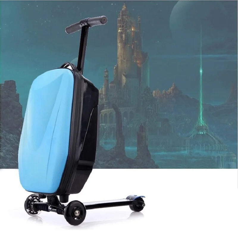 21 Inches Students Scooter Luggage Suitcase Boy Cool Trolley Case 3D Extrusion Travel Skateboard Kids Luggage Child