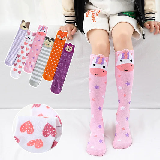 1 Pair Unisex Lovely Cute Cartoon Fox Kids baby Socks Knee Girl Boy Baby Toddler Socks animal infant Soft Cotton Socks Leg Warm