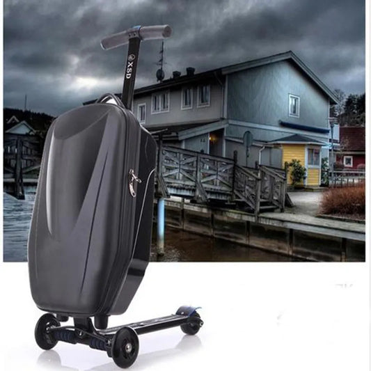 21 Inches Students Scooter Luggage Suitcase Boy Cool Trolley Case 3D Extrusion Travel Skateboard Kids Luggage Child