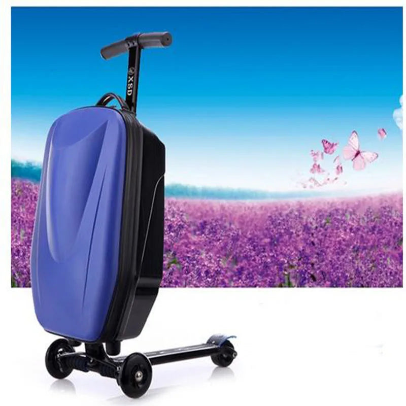 21 Inches Students Scooter Luggage Suitcase Boy Cool Trolley Case 3D Extrusion Travel Skateboard Kids Luggage Child