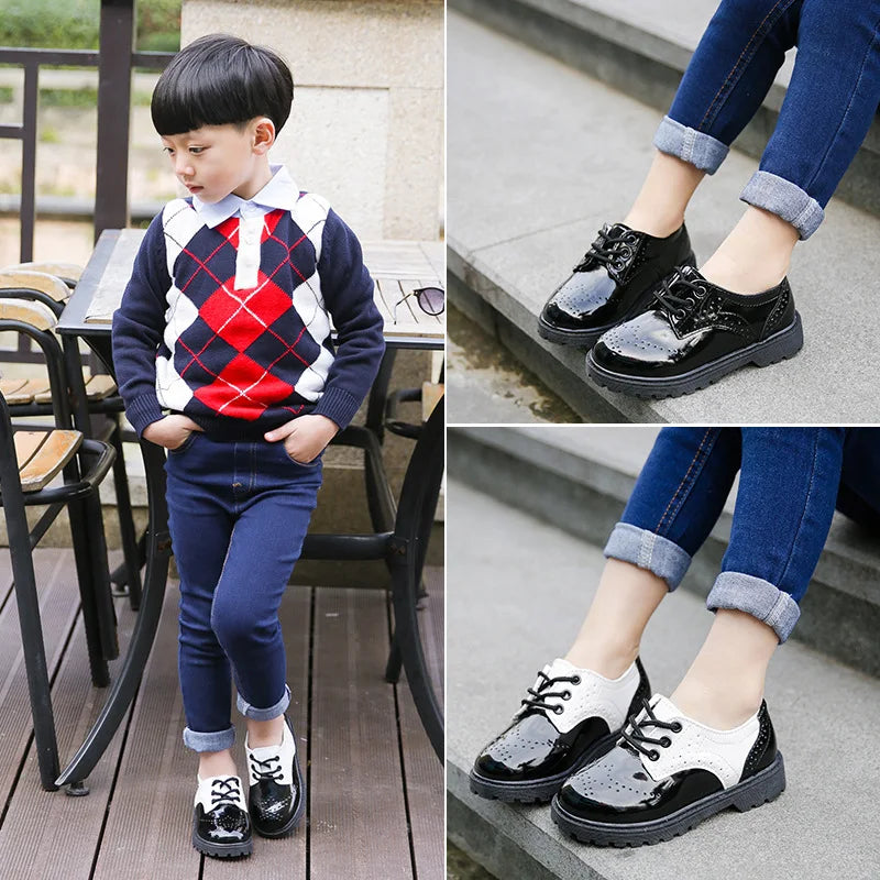 2023 New Spring Summer Autumn Kids Shoes For Boys Girls British Style Children's Casual Sneakers PU Leather Fashion Shoes Hot