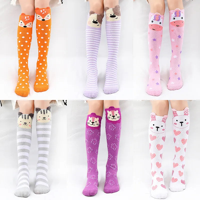 1 Pair Unisex Lovely Cute Cartoon Fox Kids baby Socks Knee Girl Boy Baby Toddler Socks animal infant Soft Cotton Socks Leg Warm